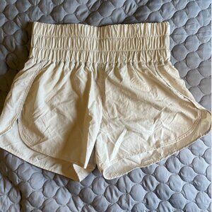 Cream High-Waisted Running Shorts